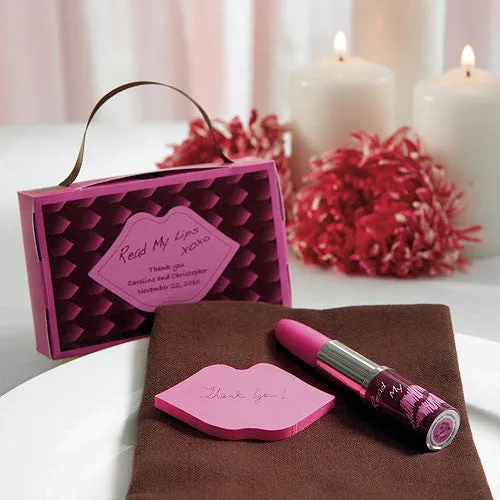 Hot Pink and Black Lipstick Pen and Lip Notes Favor