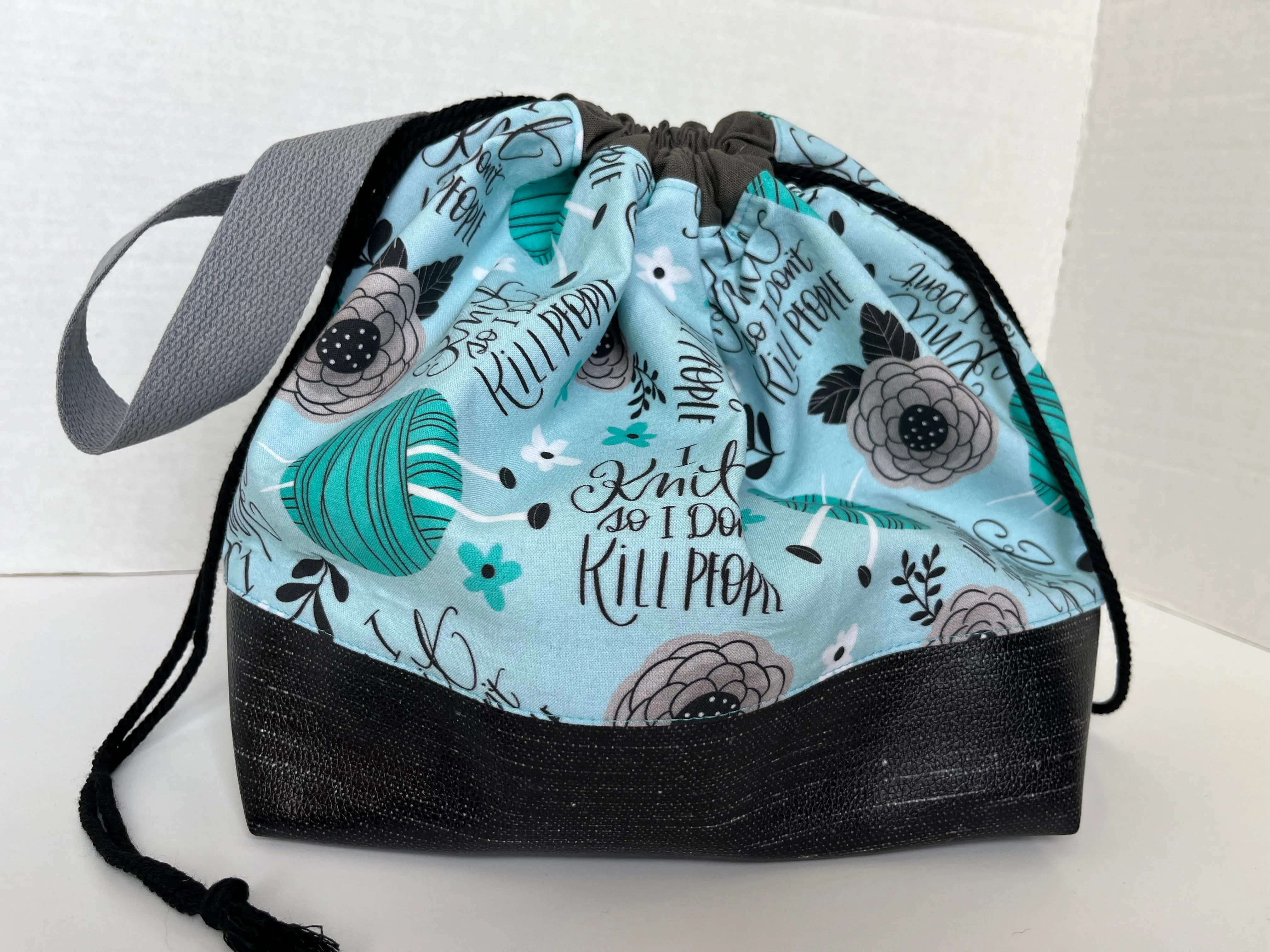 I Knit So I Don’t Kill People Knitting Project Bag, Medium Knitting Bag