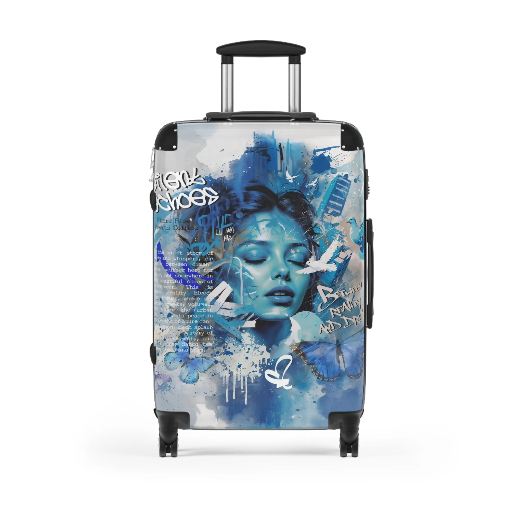 Journey Through Dreams - Ethereal Blue Urban Art Suitcase