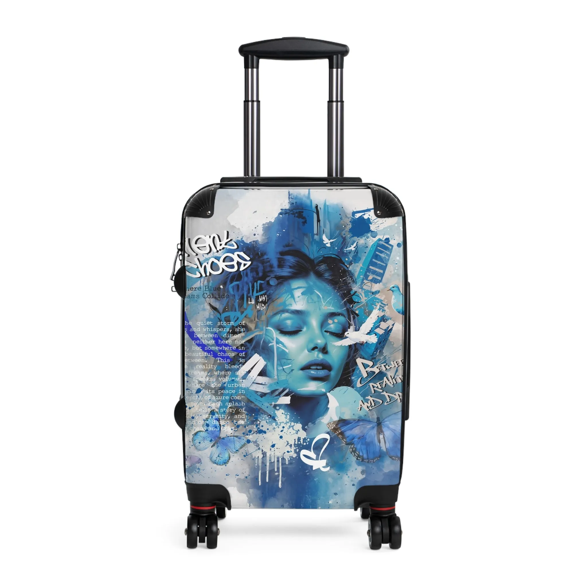 Journey Through Dreams - Ethereal Blue Urban Art Suitcase