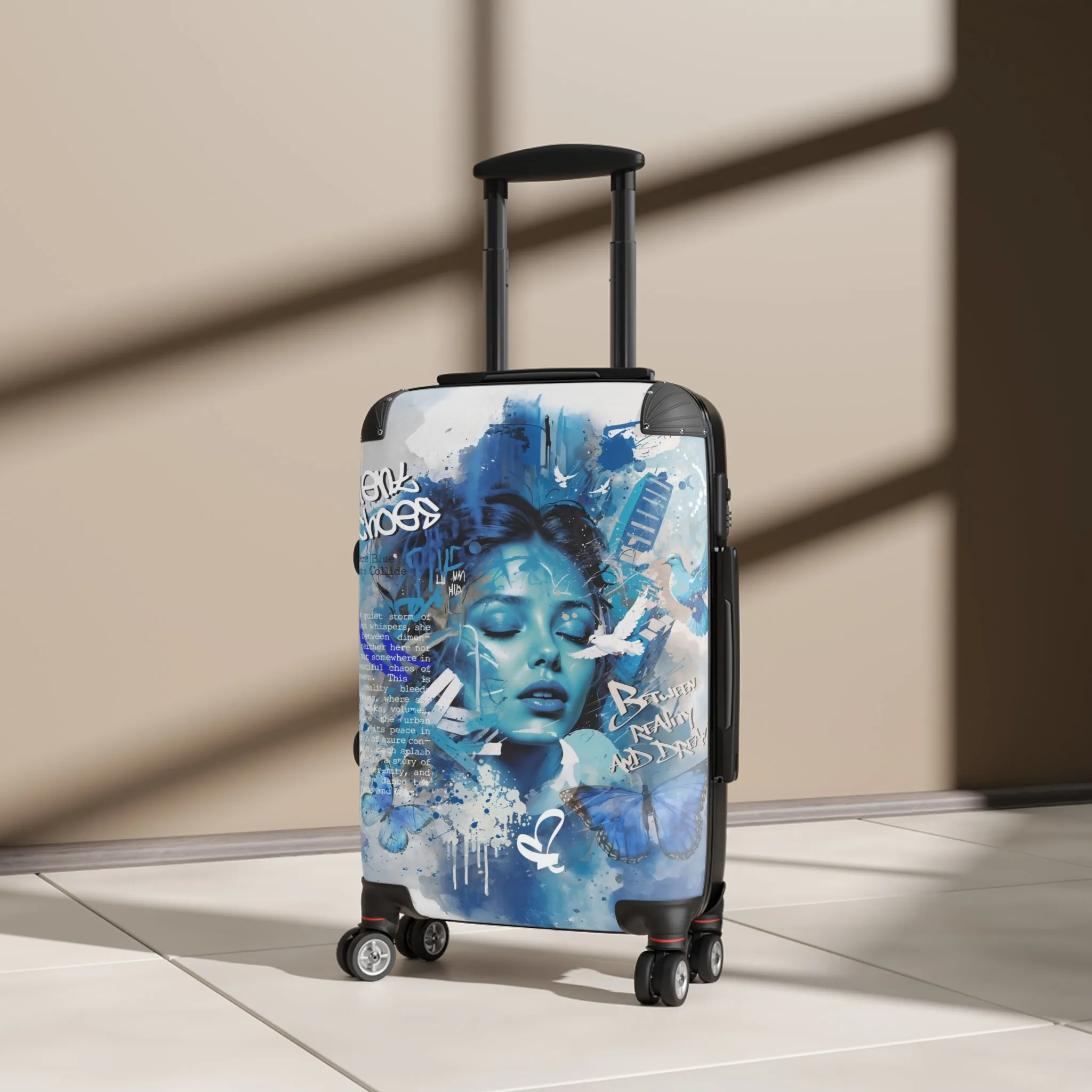 Journey Through Dreams - Ethereal Blue Urban Art Suitcase