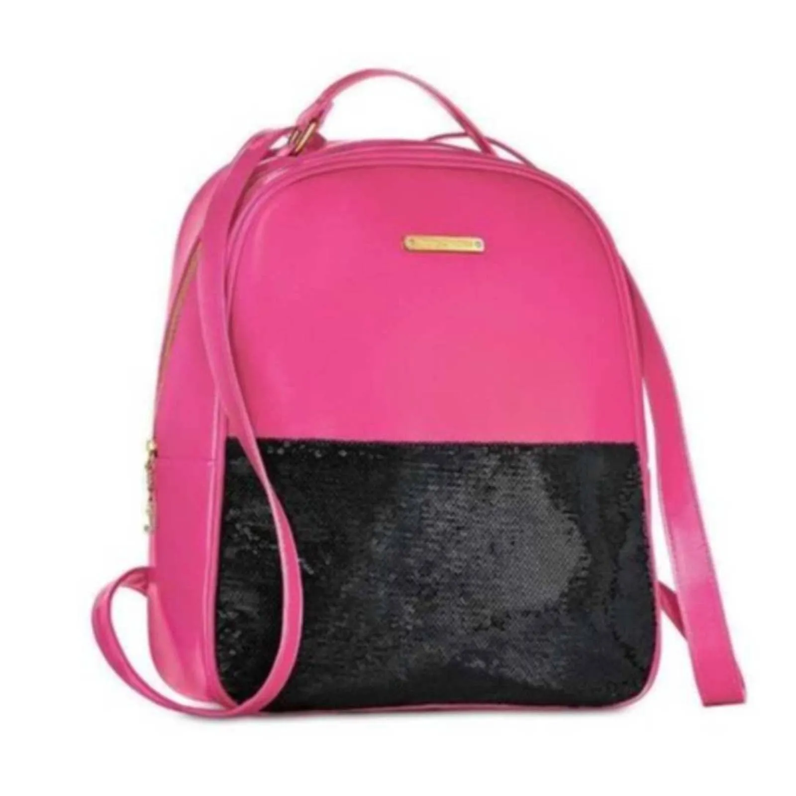 Juicy Couture Hot Pink & Black Sequined Backpack Purse