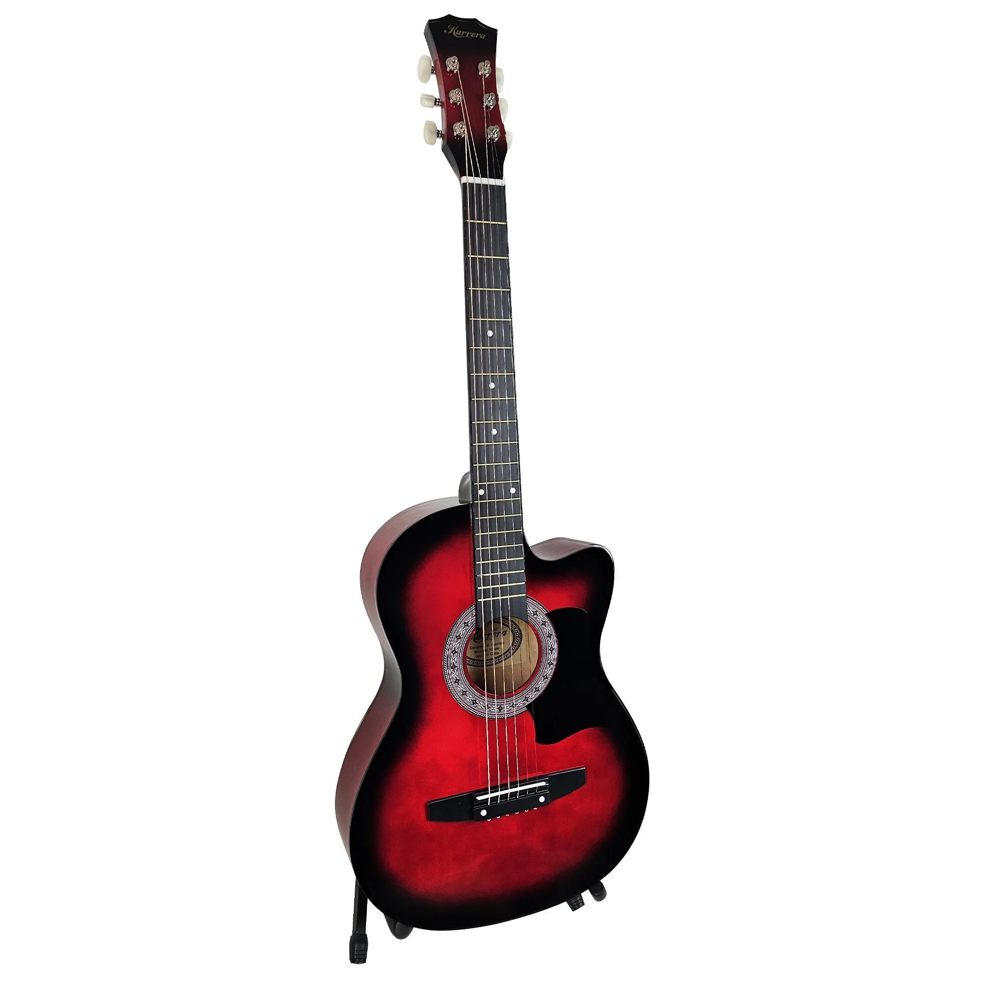 Karrera 38" Pro Cutaway Acoustic Guitar with Carry Bag (Red Burst)