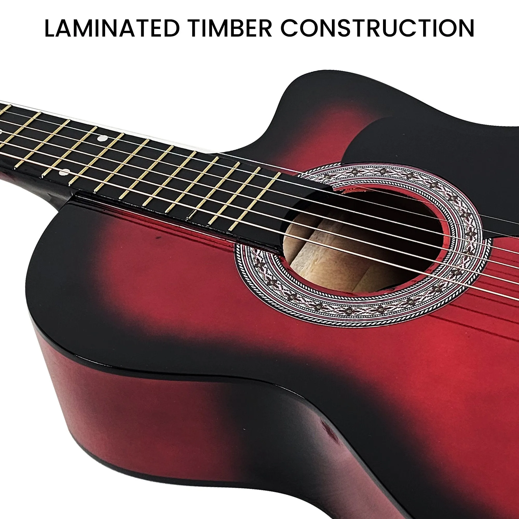 Karrera 38" Pro Cutaway Acoustic Guitar with Carry Bag (Red Burst)