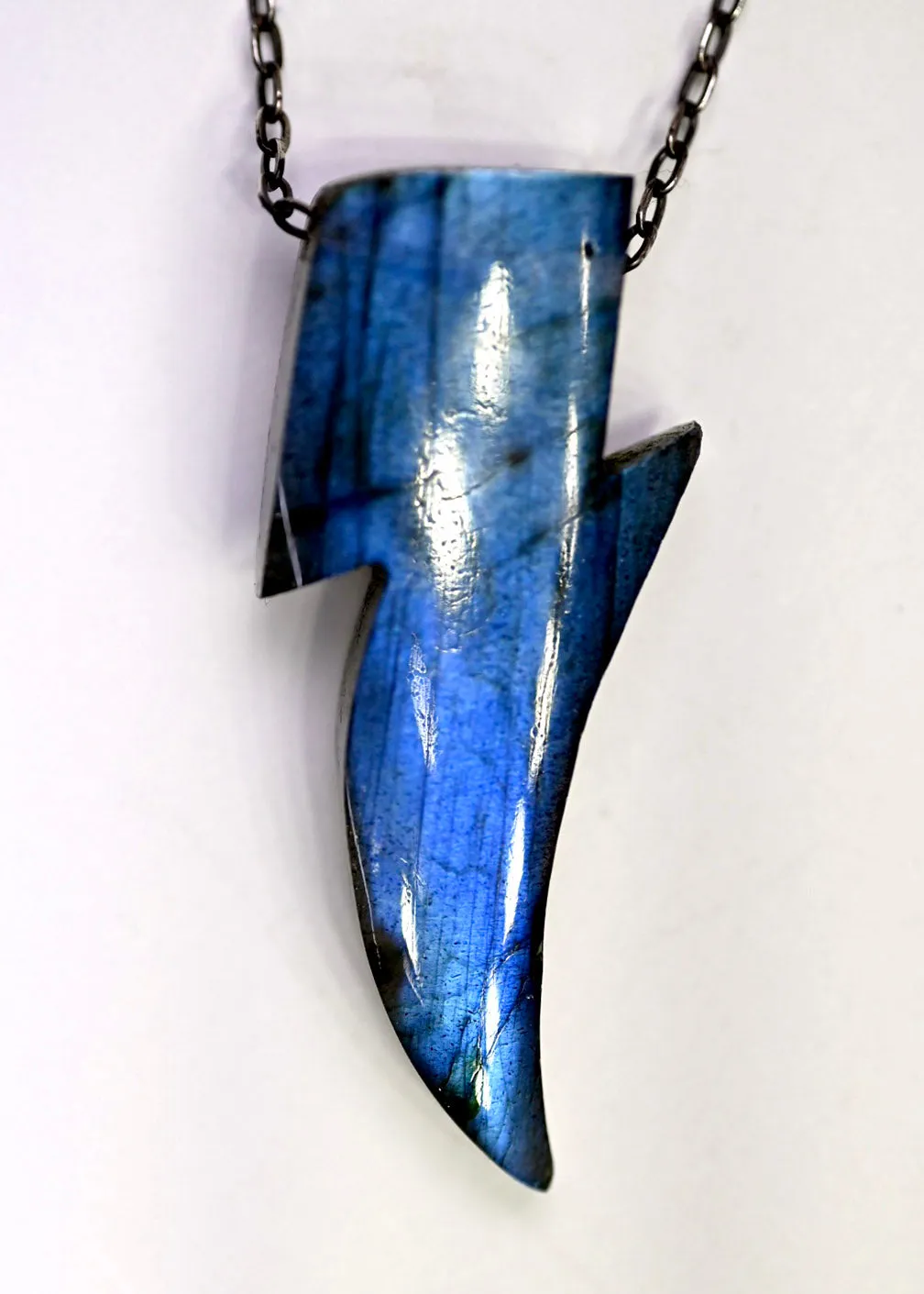 Labradorite "Aladdin Sane" Lighting Bolt Necklace