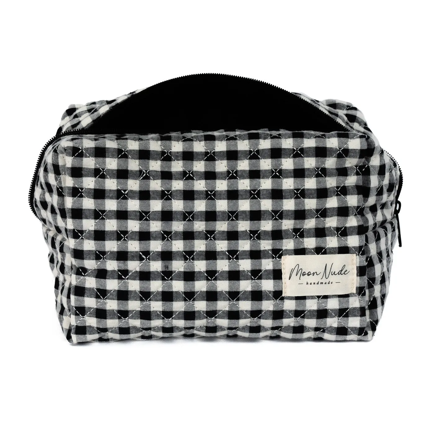 Large Cosmetic Bag - Black Gingham