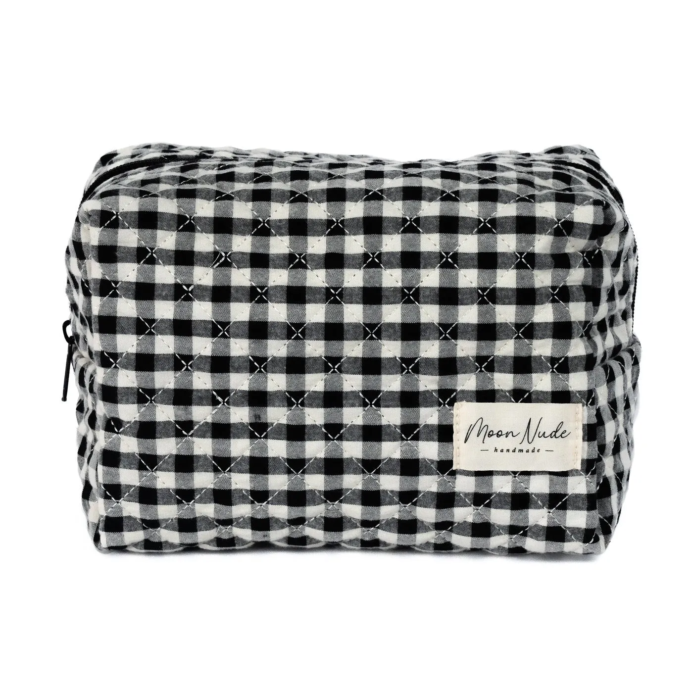 Large Cosmetic Bag - Black Gingham