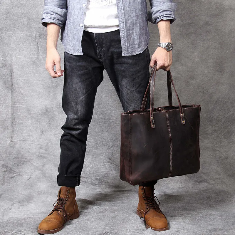 Large Storage Vintage Leather Handle Bags for Men&women