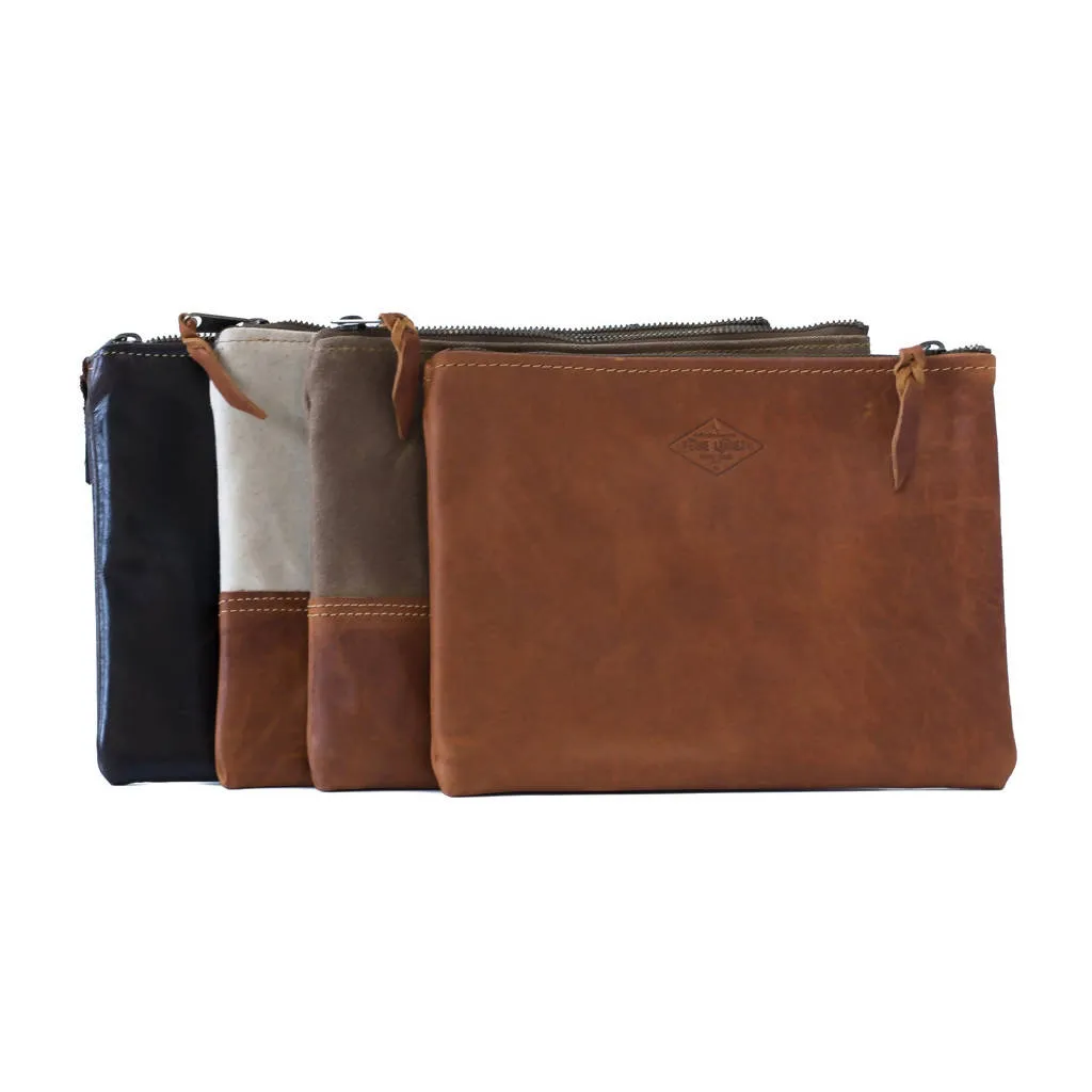 Leather Clutch - Brandy & Natural