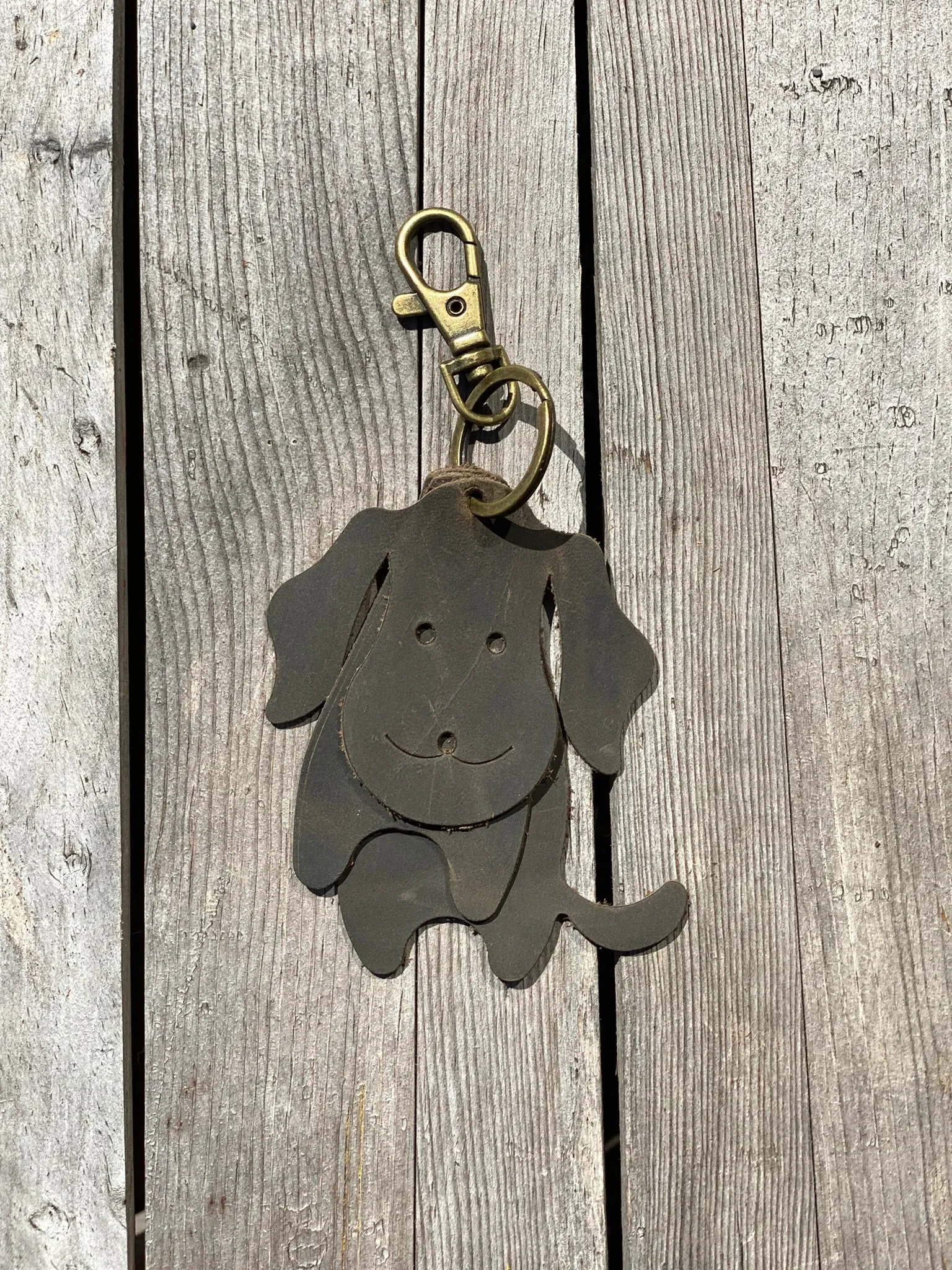 Leather Dog Keyring Purse Charm, Bag Clip on Dog Fob, Cute Dog Lovers Accessory