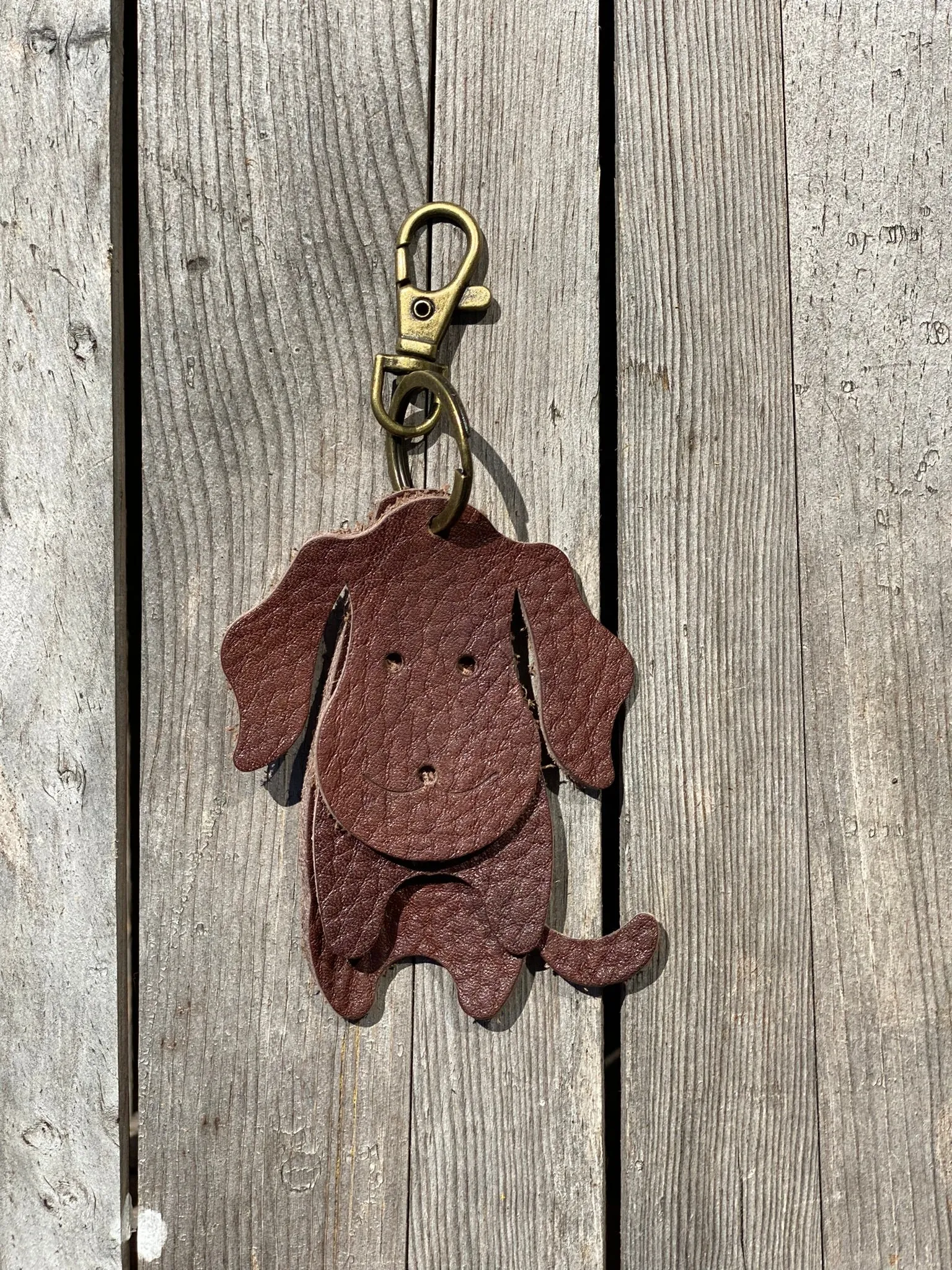 Leather Dog Keyring Purse Charm, Bag Clip on Dog Fob, Cute Dog Lovers Accessory