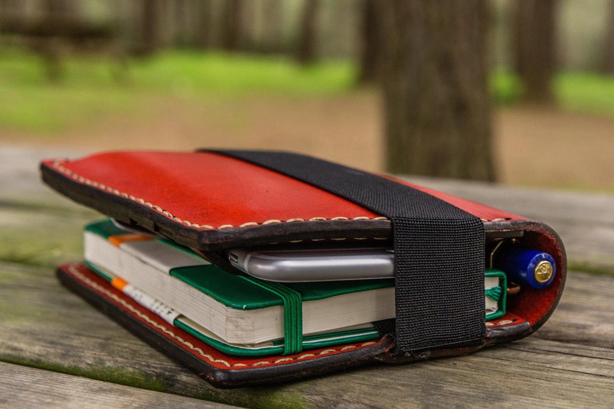 Leather Pocket Moleskine Journal Cover - Red