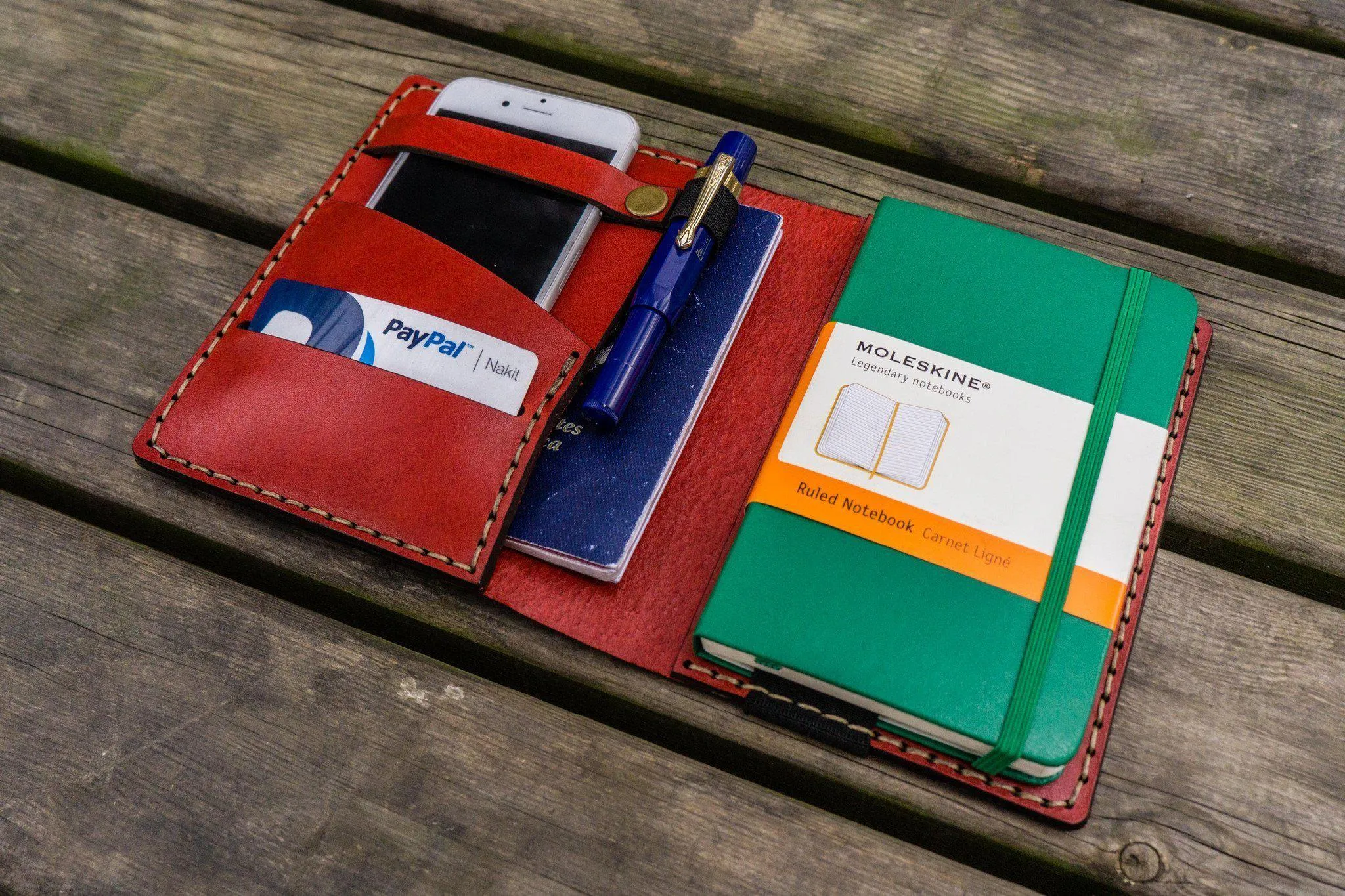 Leather Pocket Moleskine Journal Cover - Red