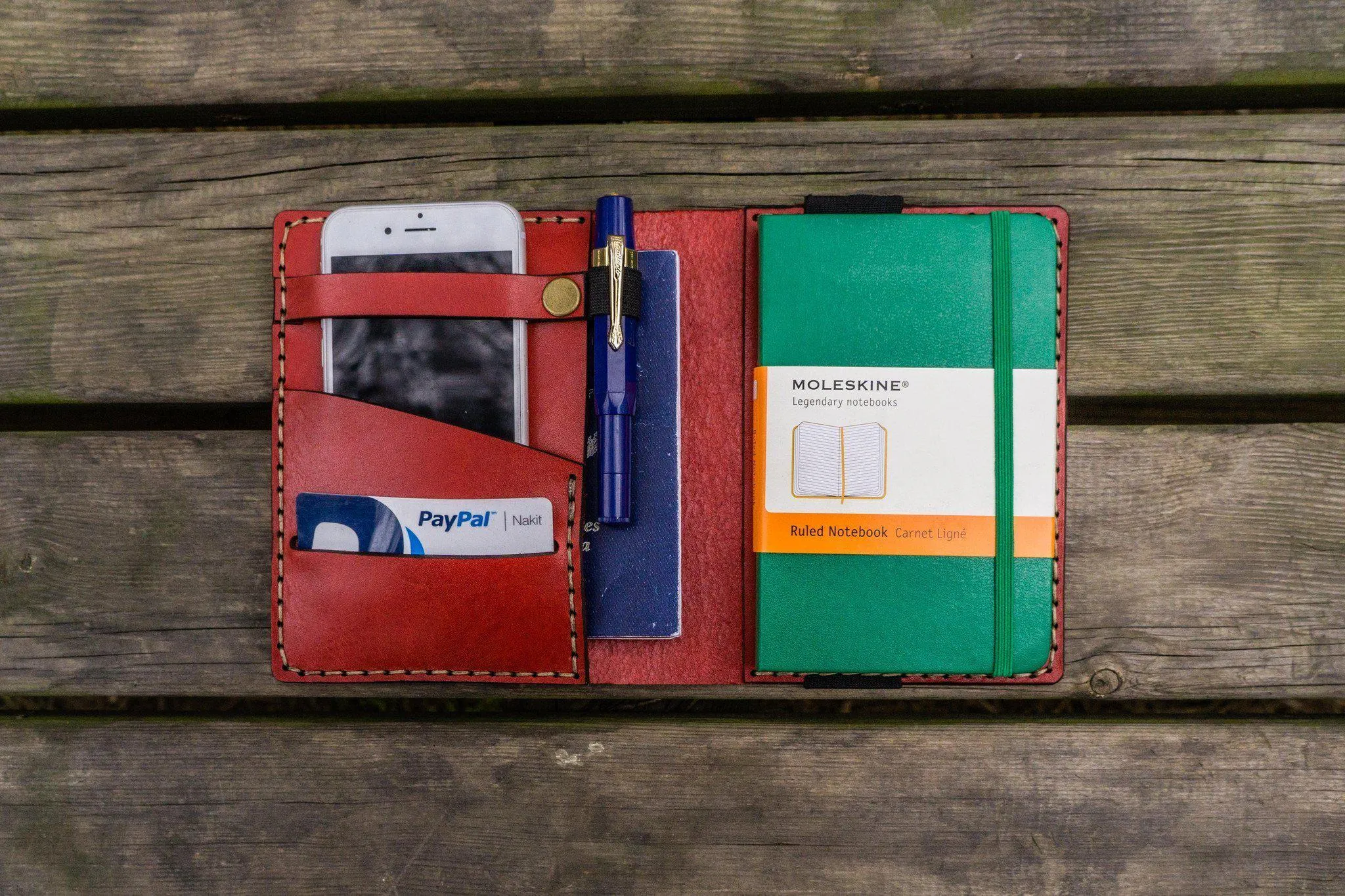 Leather Pocket Moleskine Journal Cover - Red