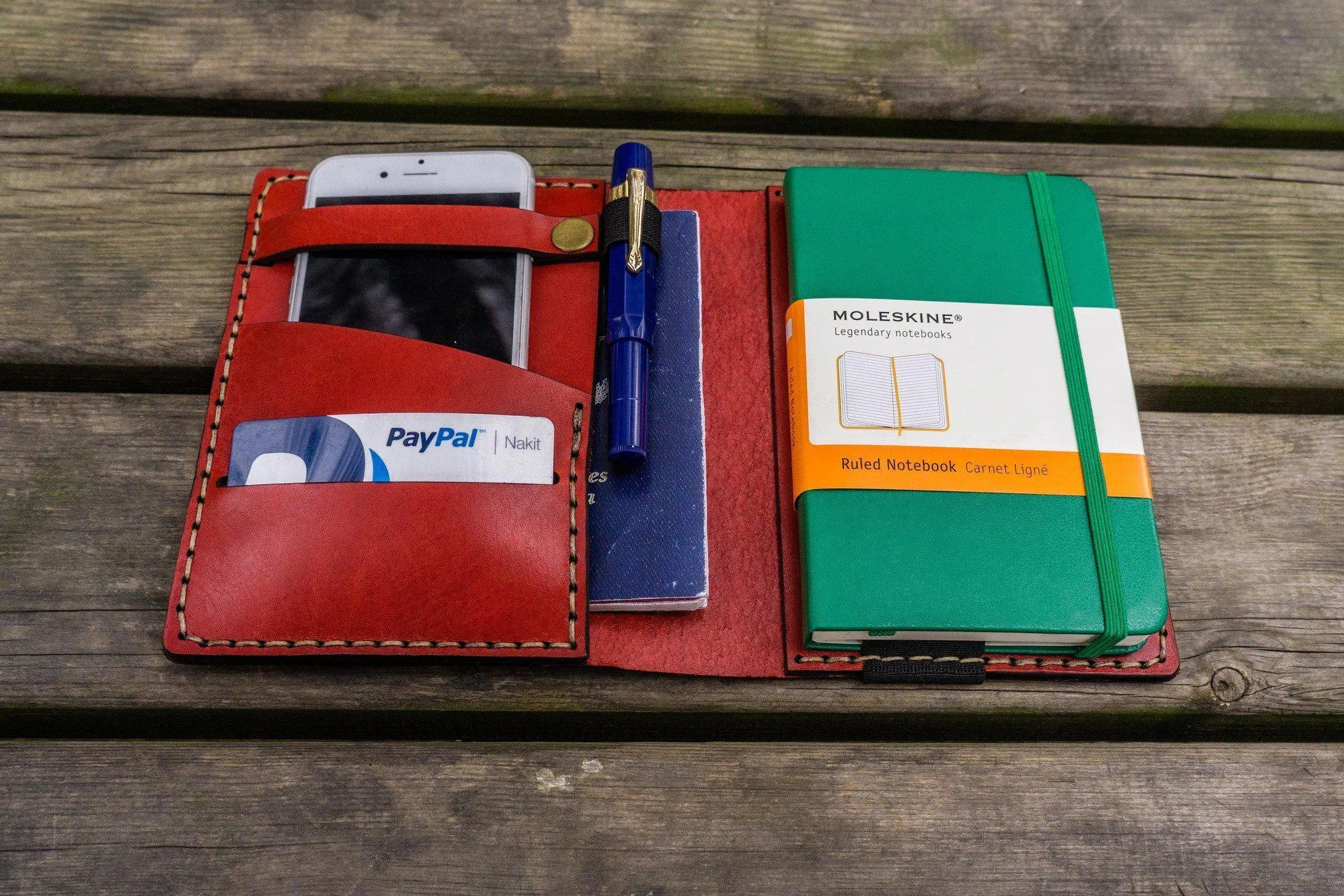 Leather Pocket Moleskine Journal Cover - Red