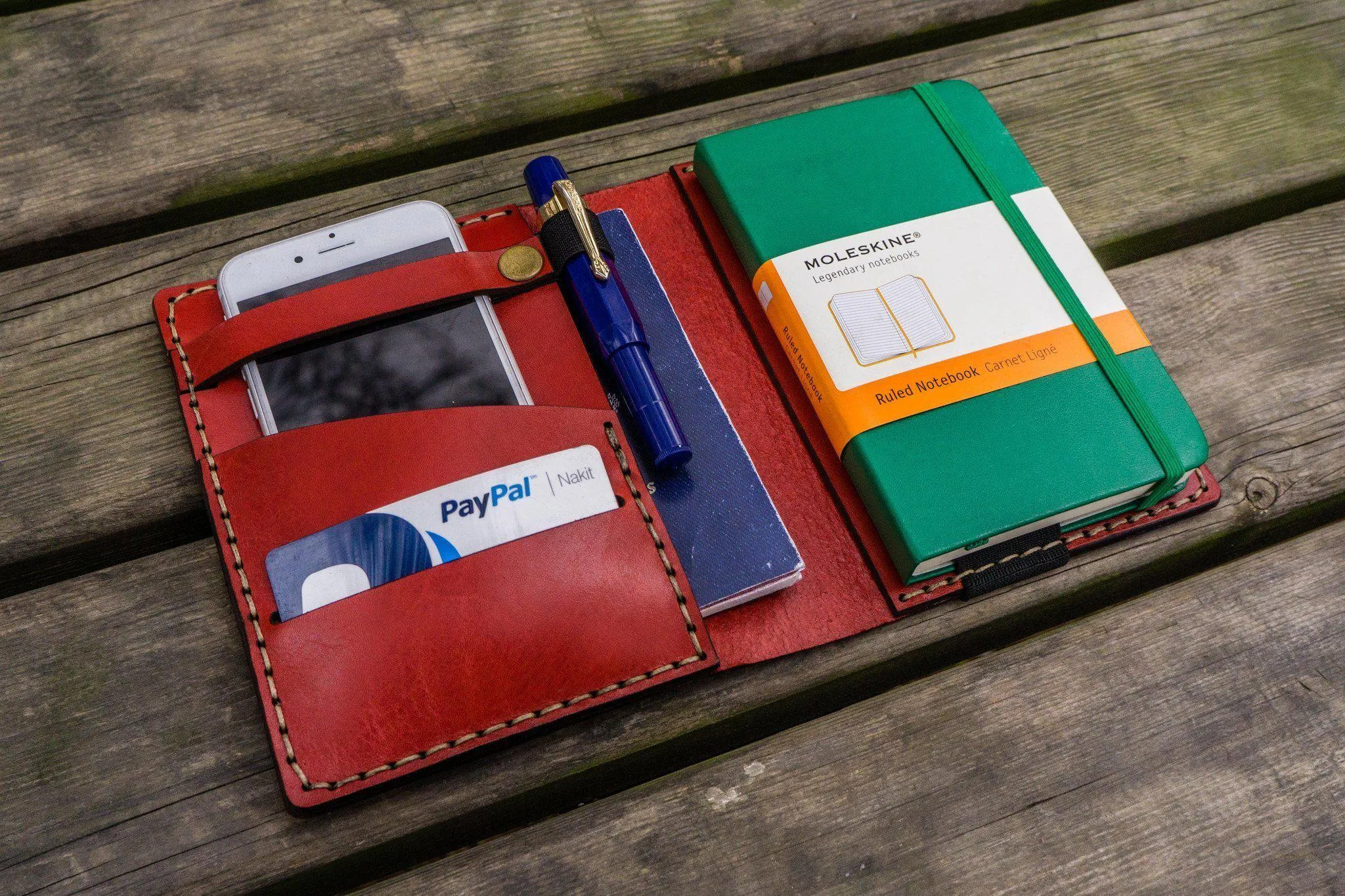 Leather Pocket Moleskine Journal Cover - Red