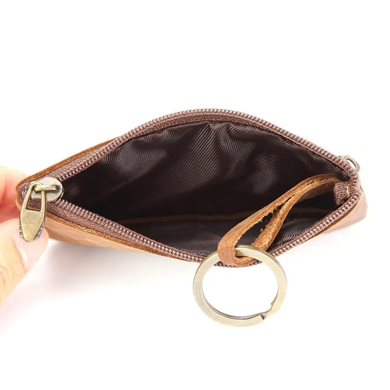 Leather Zipper Coin Wallet