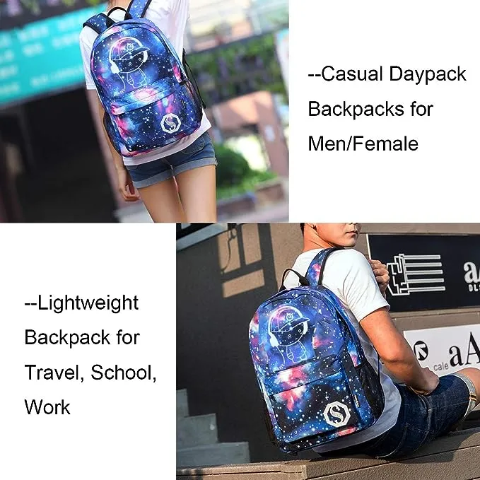 Luminous Men's Backpack Oxford Cloth Printed Backpack Girls' Schoolbag