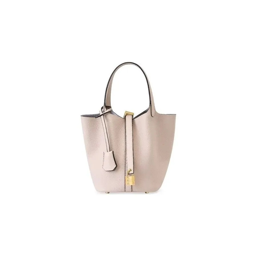 LuxeLeather Chic Closure Bucket Bag