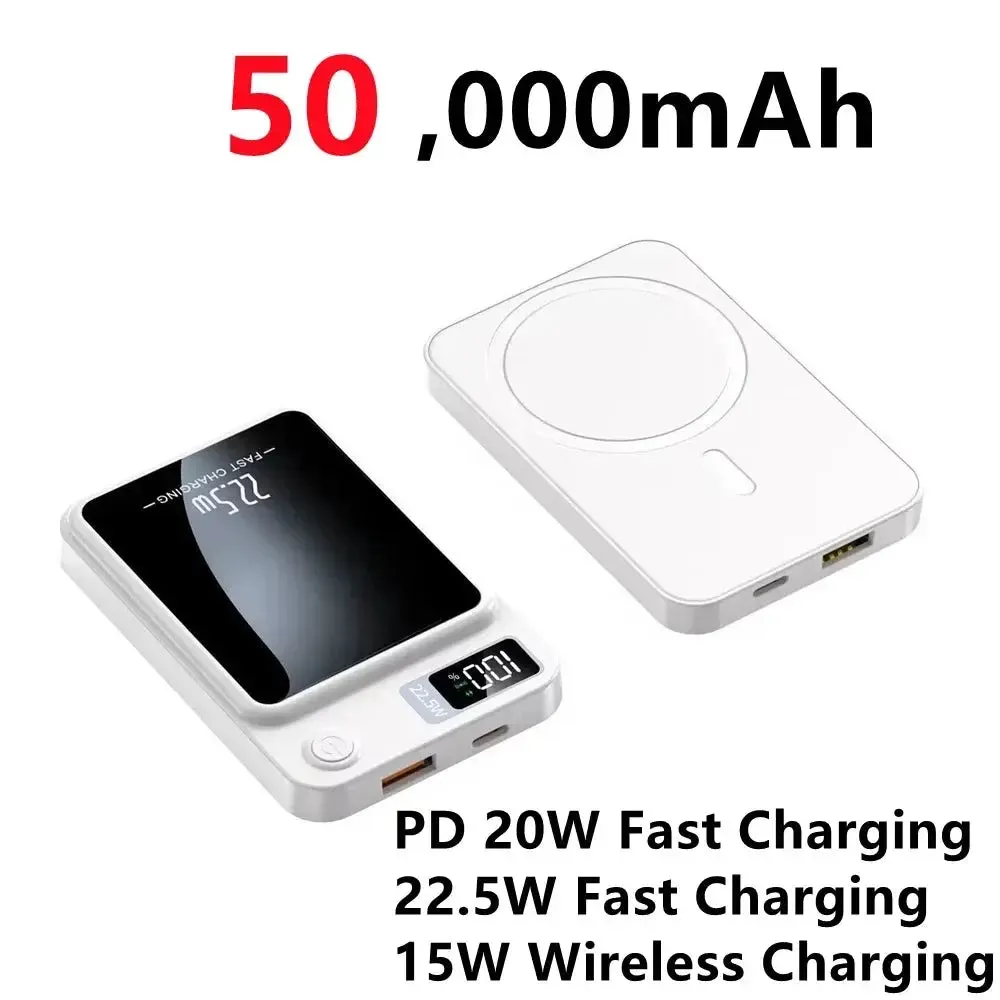 MagSafe Portable Battery Pack Magnetic Power Bank For iPhone 100000mAh Wireless Fast Charger For Magsafe Portable Auxiliary Battery Pack For XIAOMI Samsung