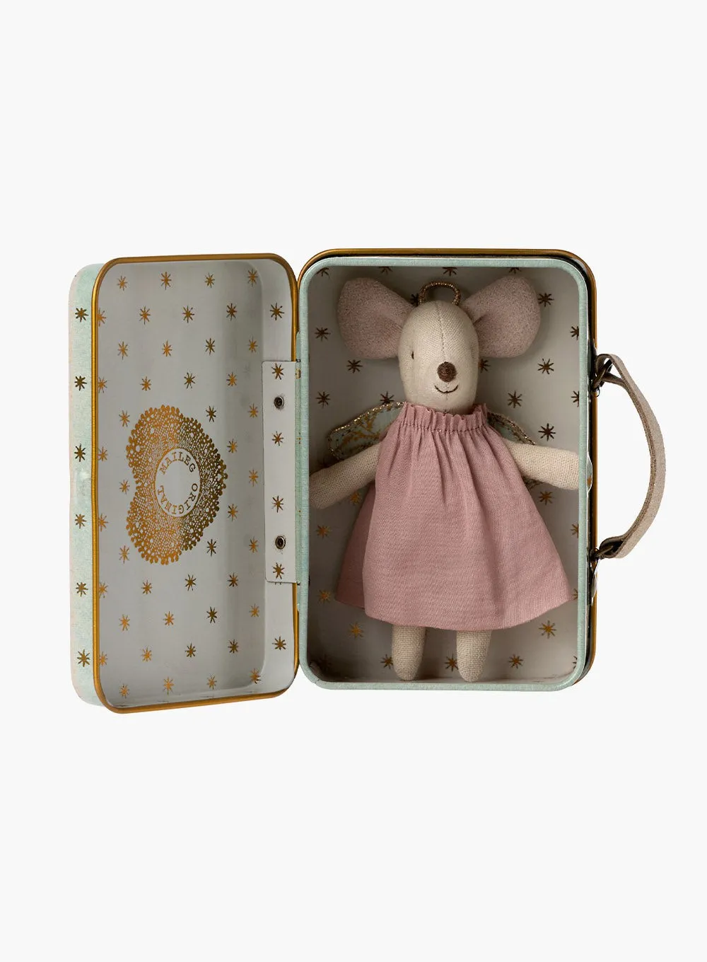 Maileg Guardian Angel Mouse with a Suitcase