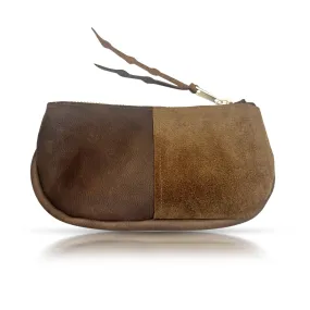 Makeup Bag in Brown Leather