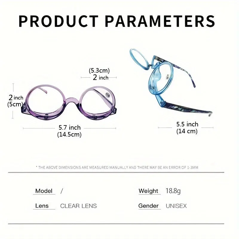 Makeup Glasses with Magnifying Flip Down Lenses for Women