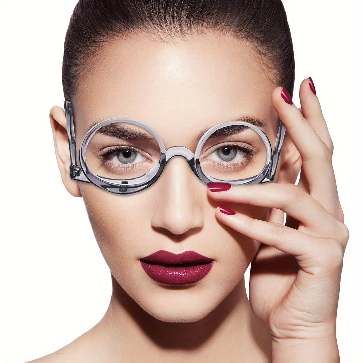 Makeup Glasses with Magnifying Flip Down Lenses for Women