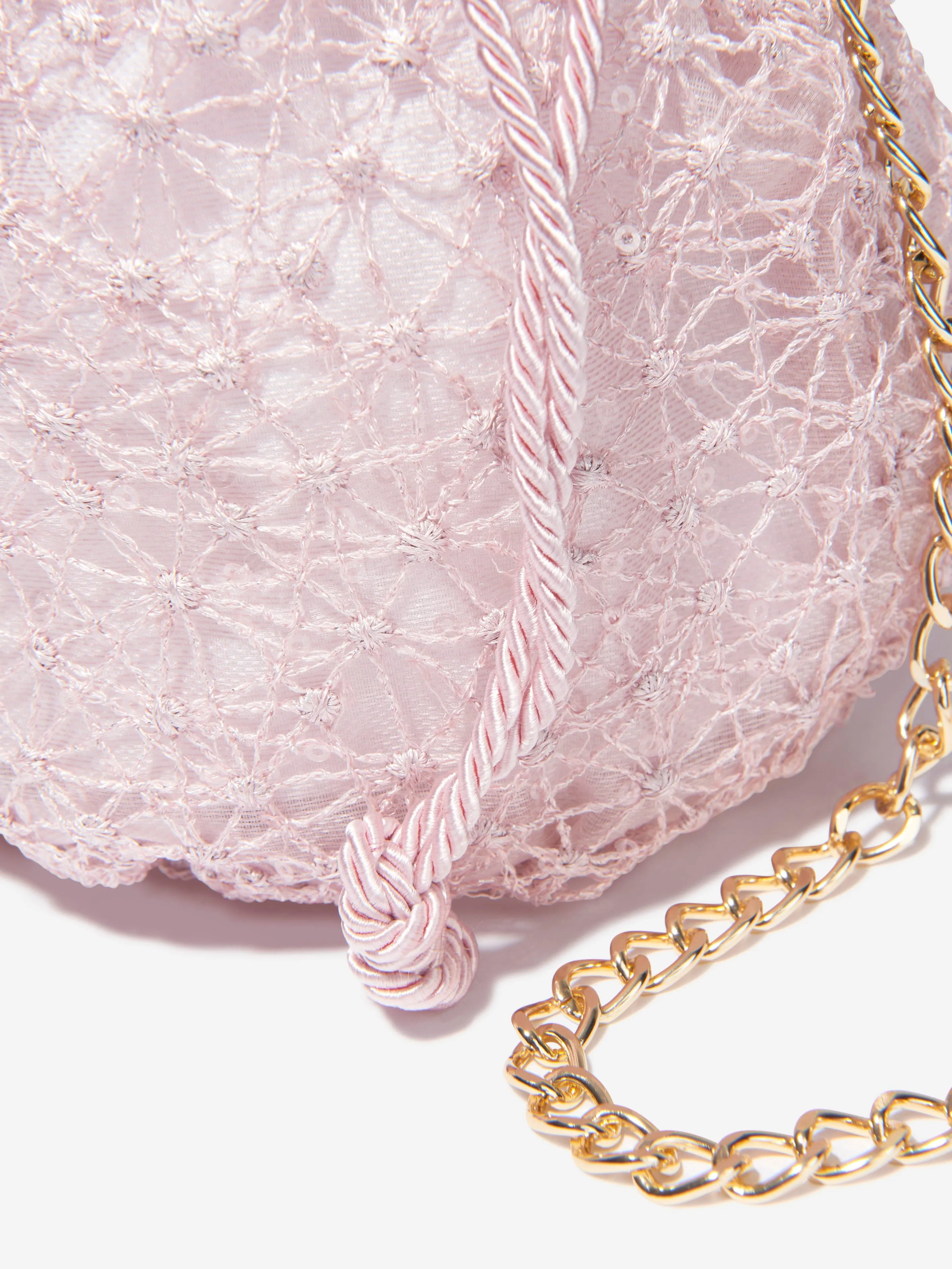 Marchesa Girls Chain Embellished Bucket Bag in Pink