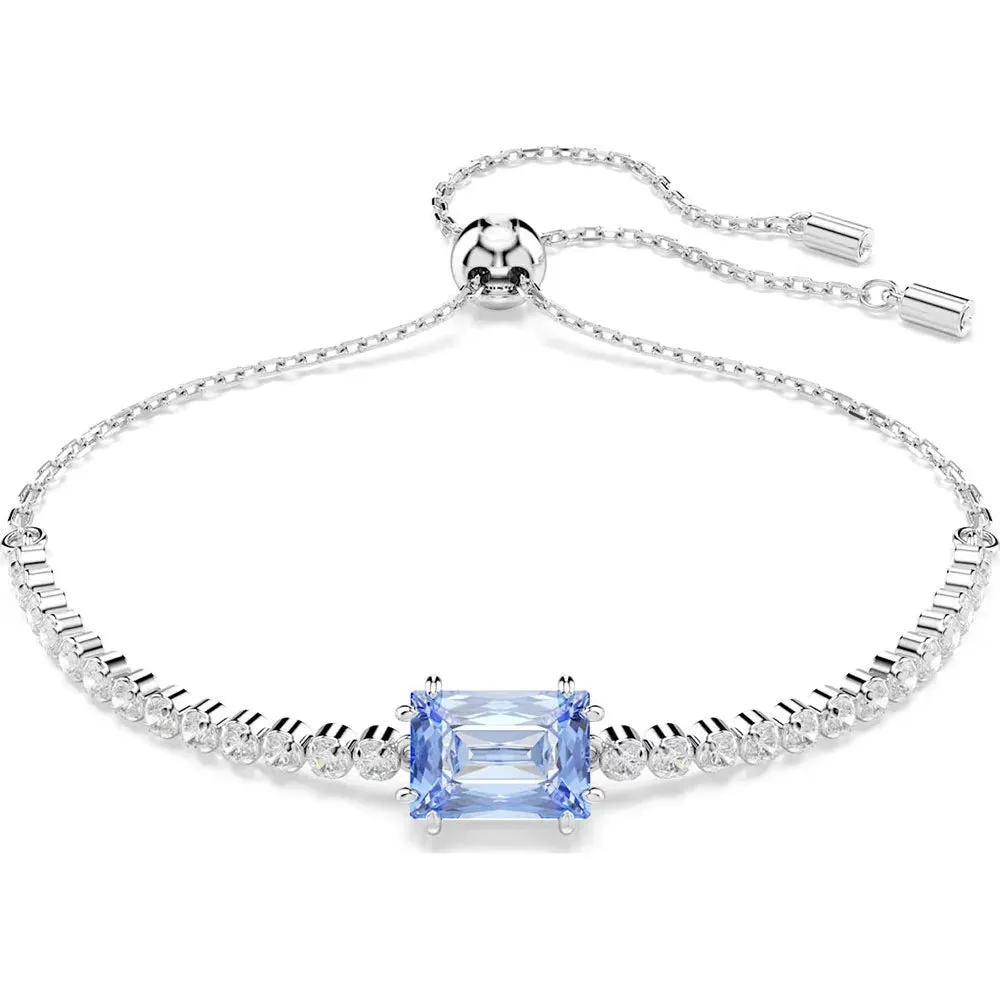 Matrix Mixed Cuts Blue Rhodium Plated Tennis Bracelet 5693412