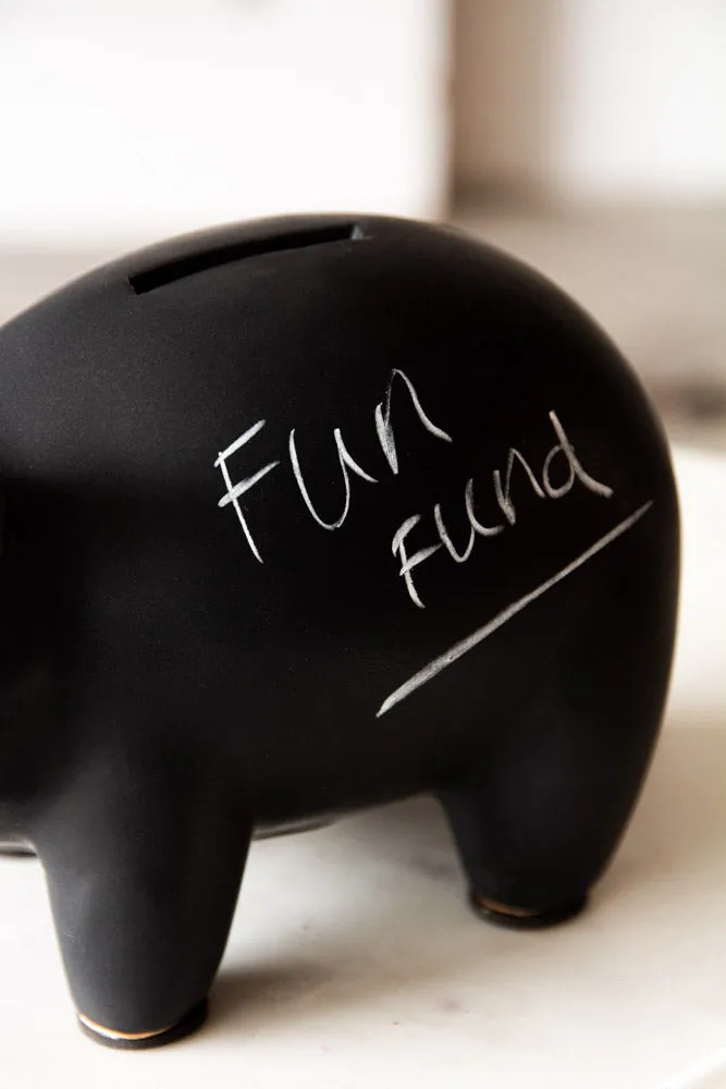 Matt Black Chalkboard Piggy Bank