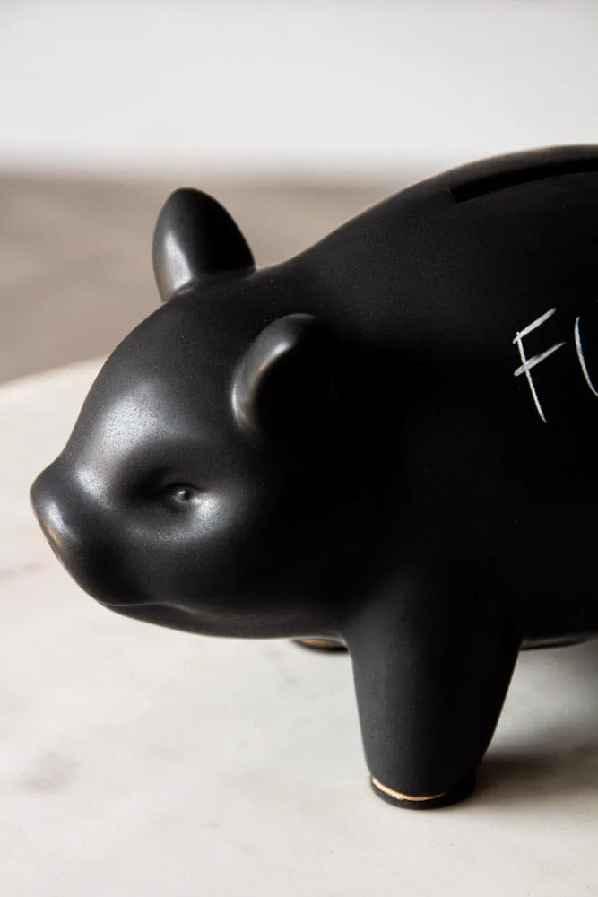 Matt Black Chalkboard Piggy Bank