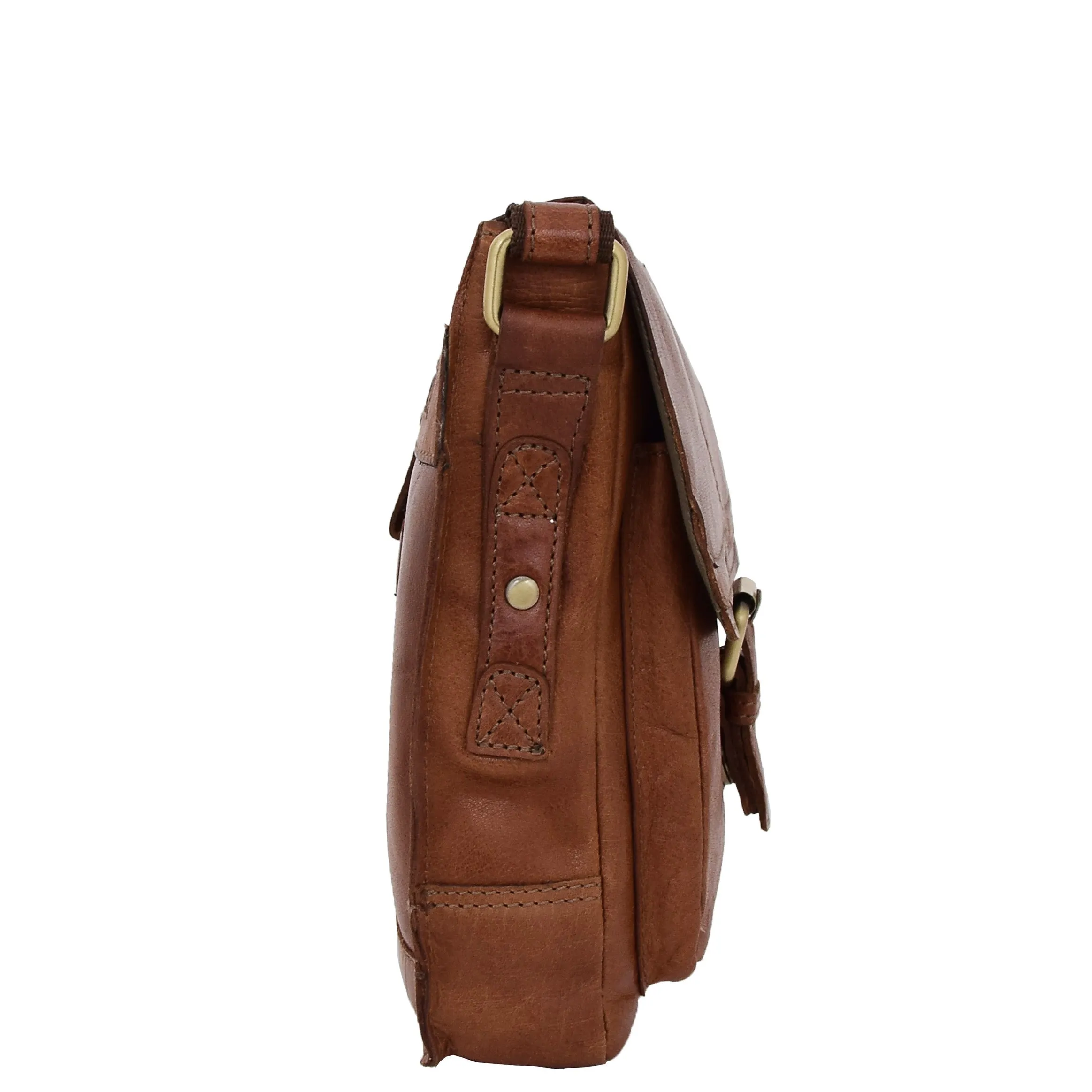 Mens Leather Cross Body Flight Bag Oldenburg Tan