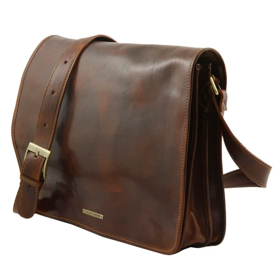 Messenger Double - Leather Laptop Messenger Bag