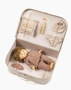 Minikane Baby Doll(34cm) — Jules with Chestnut Vintage Suitcase