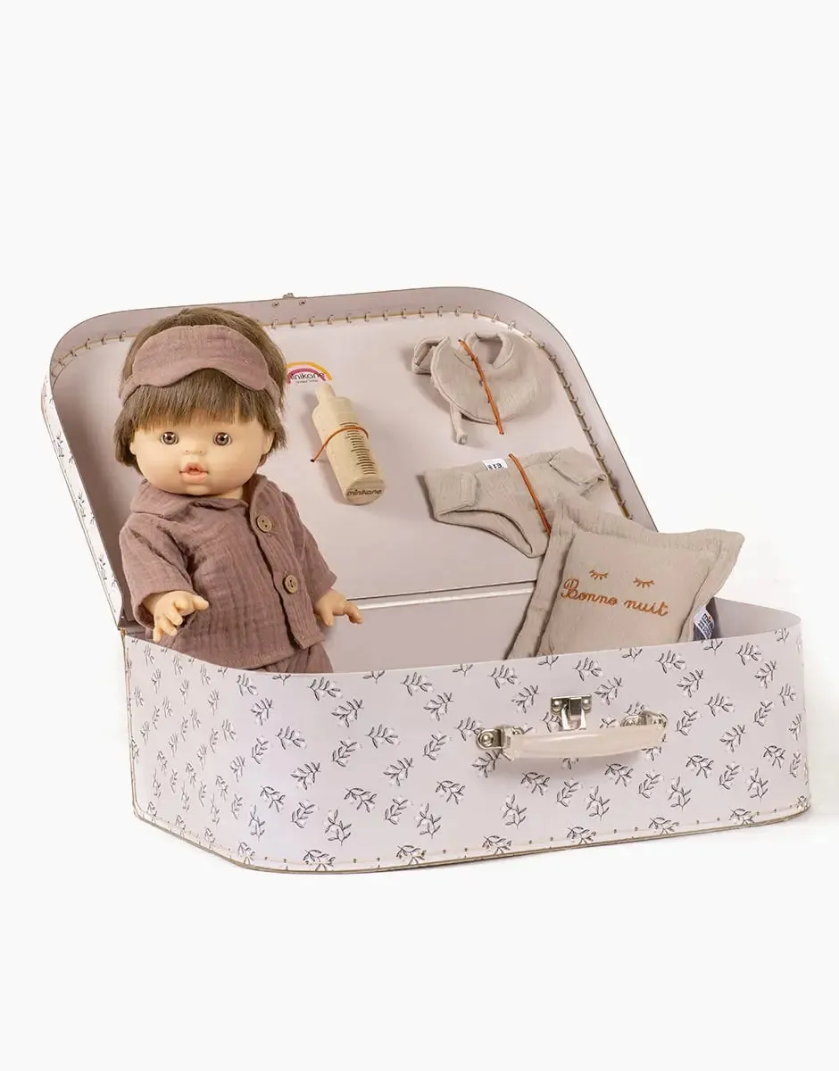 Minikane Baby Doll(34cm) — Jules with Chestnut Vintage Suitcase