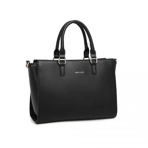 Miss Lulu Leather Look Classic Handbag Tote Bag - Black | Elegant & Versatile Women's Accessory