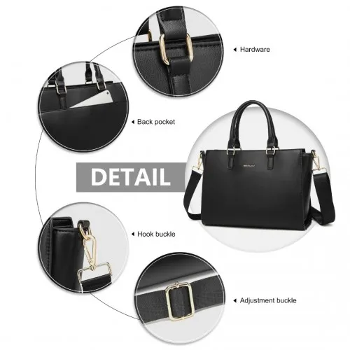 Miss Lulu Leather Look Classic Handbag Tote Bag - Black | Elegant & Versatile Women's Accessory