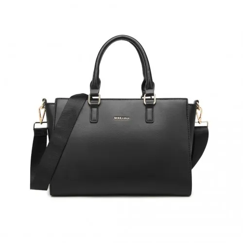 Miss Lulu Leather Look Classic Handbag Tote Bag - Black | Elegant & Versatile Women's Accessory