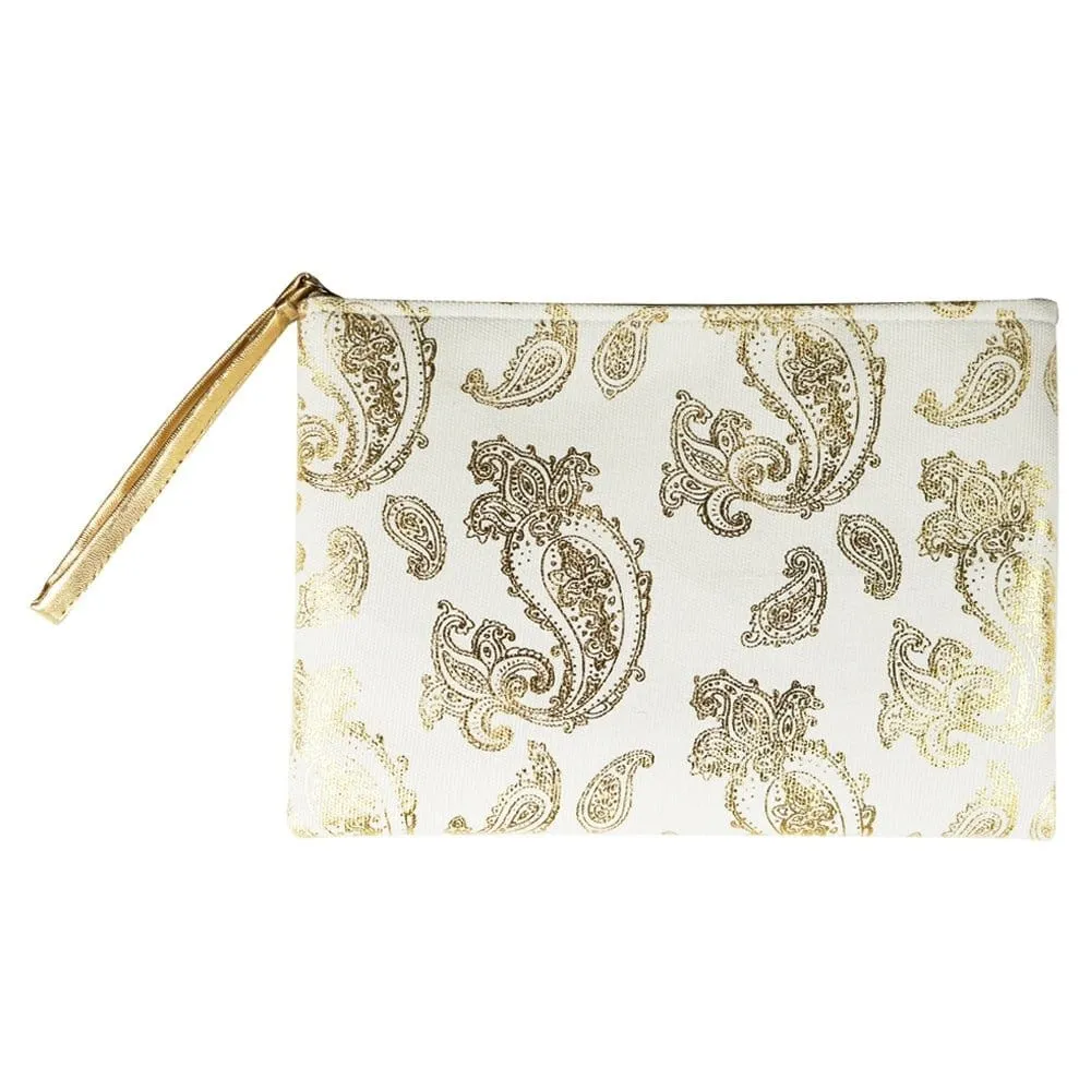 MP0126 Gold Foil Paisley Pouch/Make-up Bag