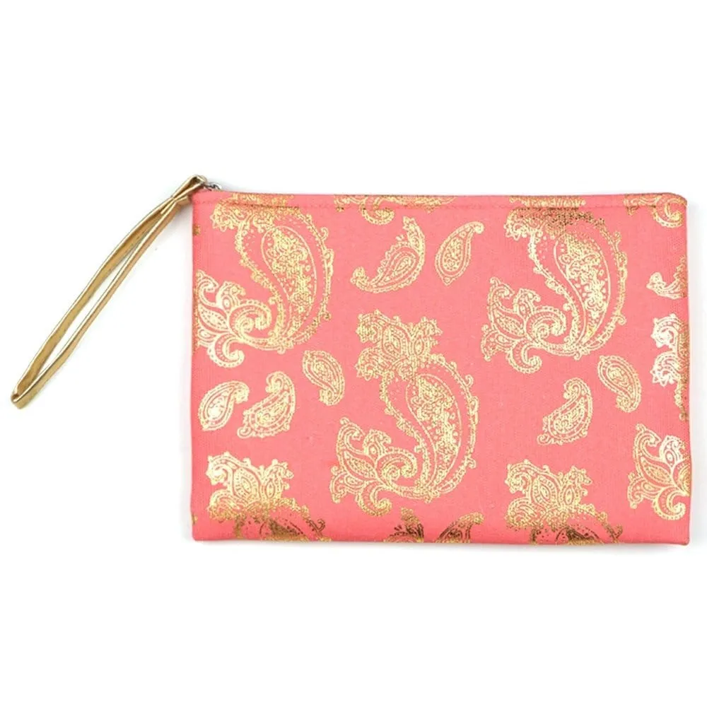 MP0126 Gold Foil Paisley Pouch/Make-up Bag