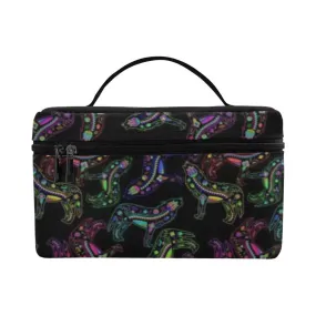 Neon Floral Wolves Cosmetic Bag/Large