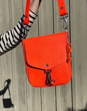 Neon Orange Flap Crossbody Bag