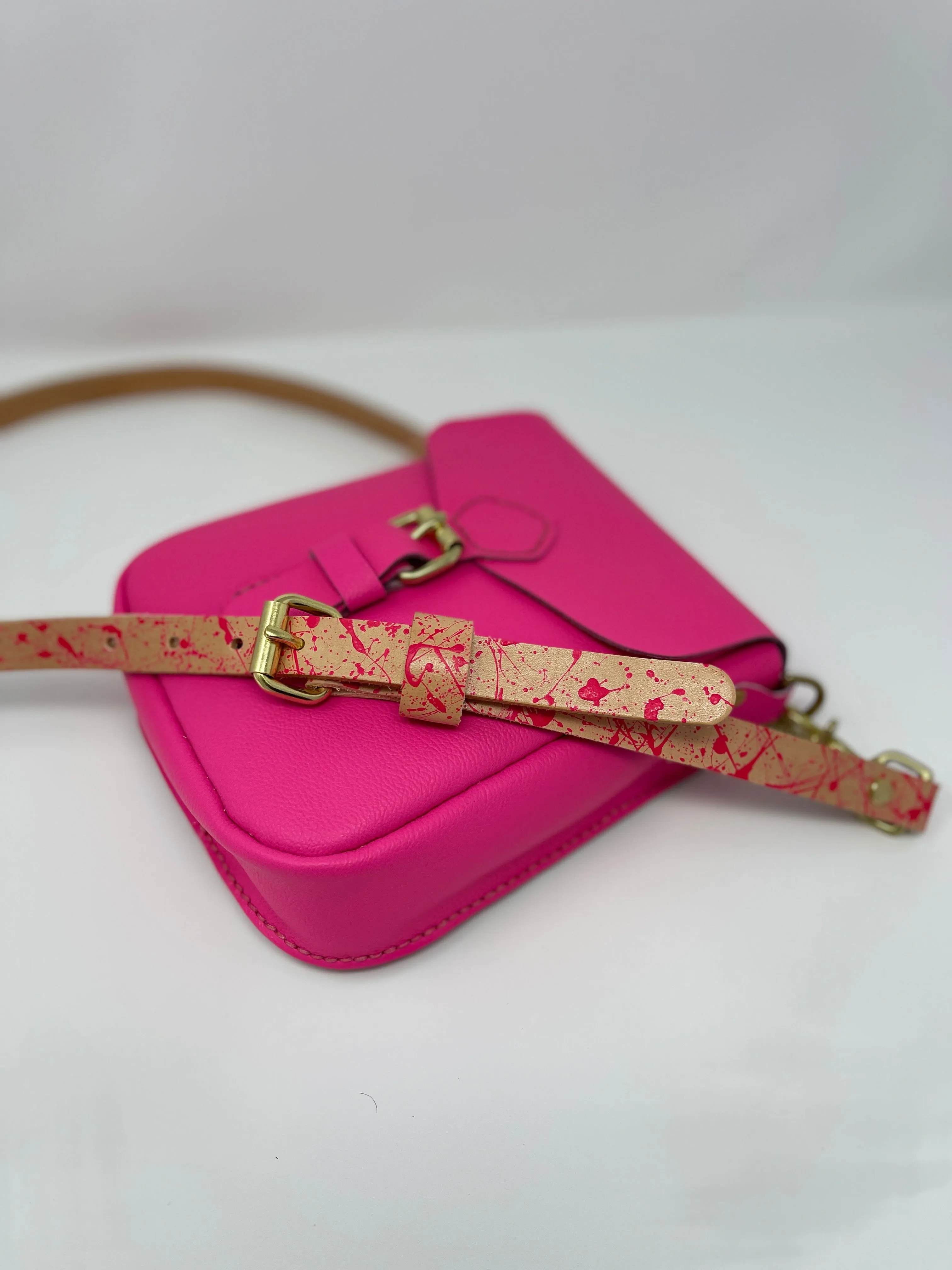 Neon Pink Flap Bag with Two Strap Lengths