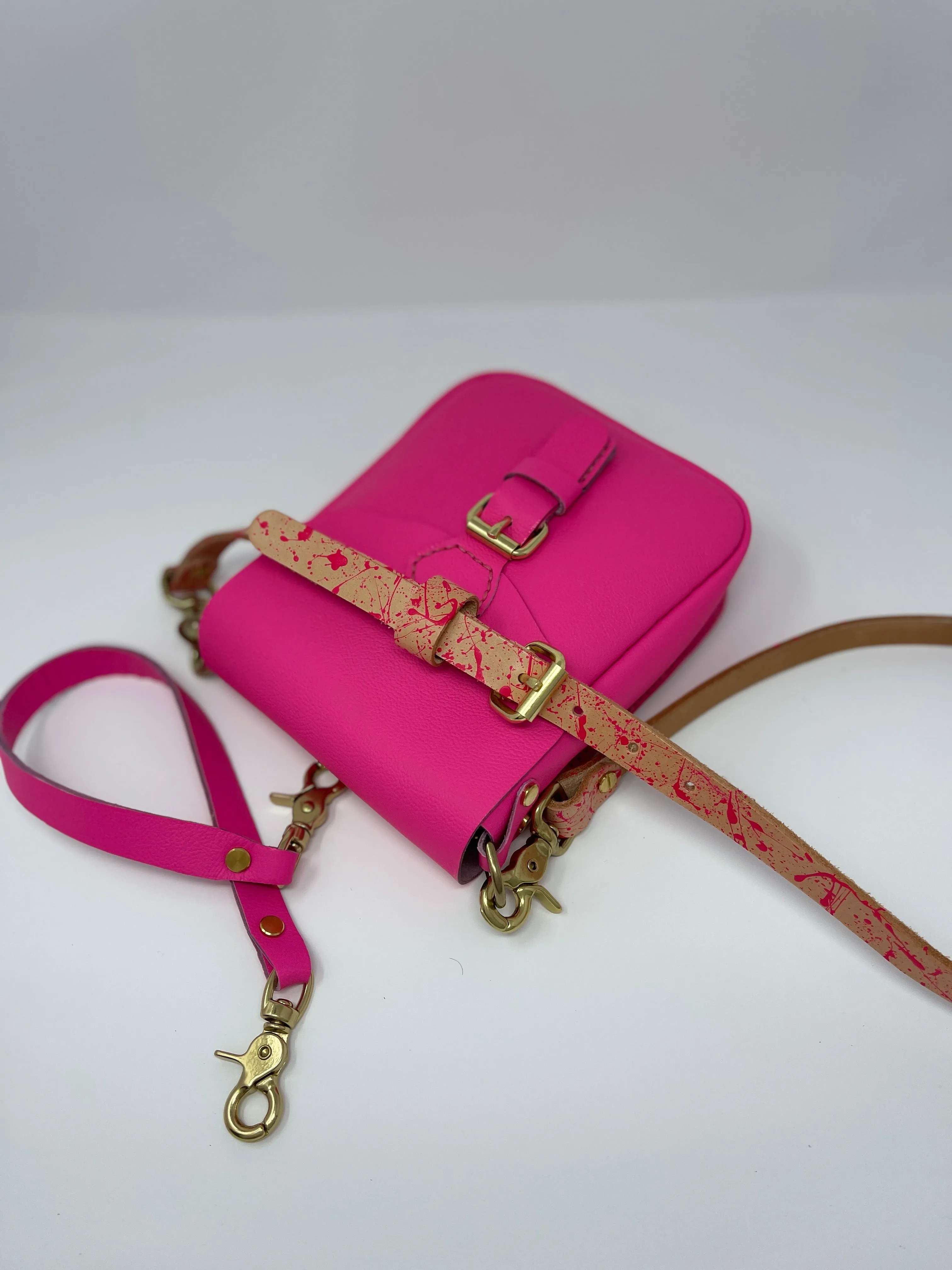 Neon Pink Flap Bag with Two Strap Lengths