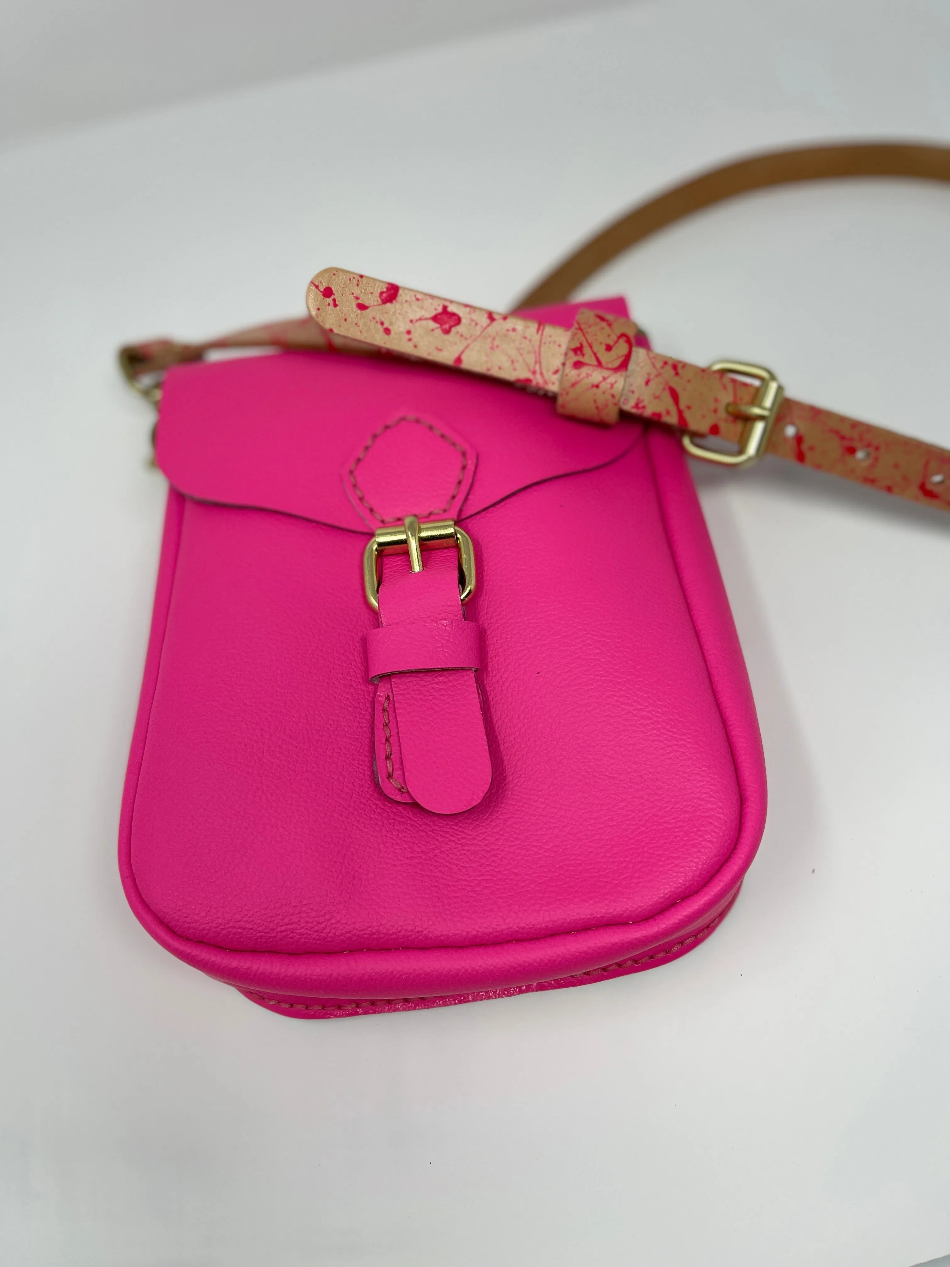 Neon Pink Flap Bag with Two Strap Lengths