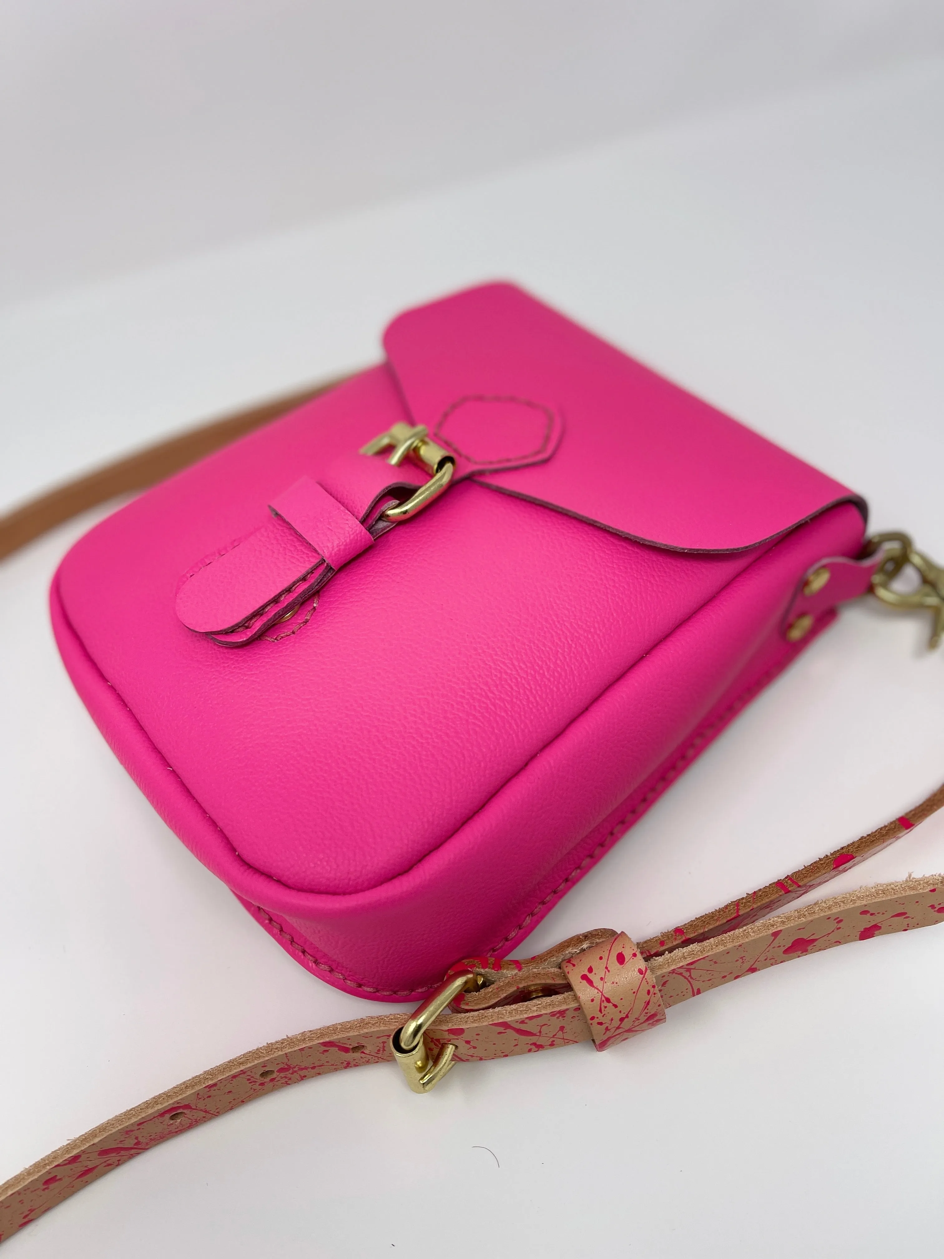 Neon Pink Flap Bag with Two Strap Lengths