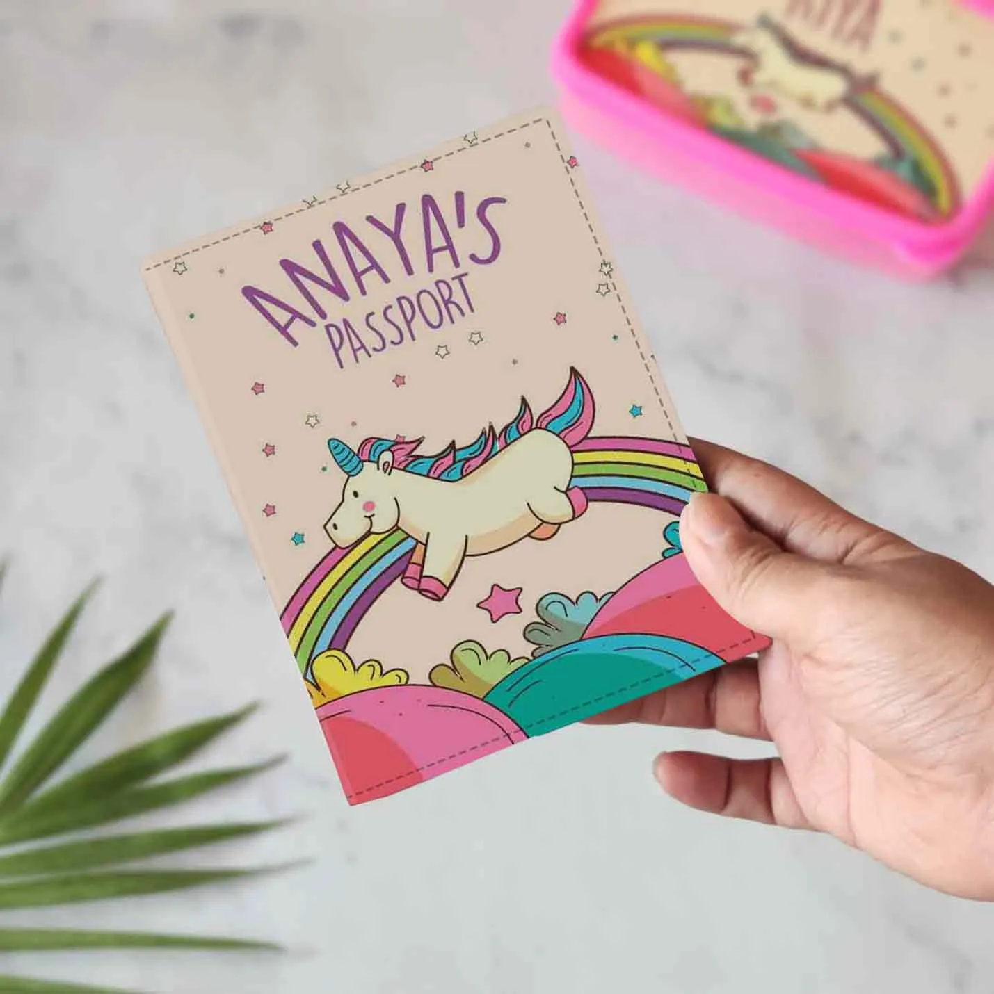 New Customized Passport Holder - Magical Unicorn Rainbows