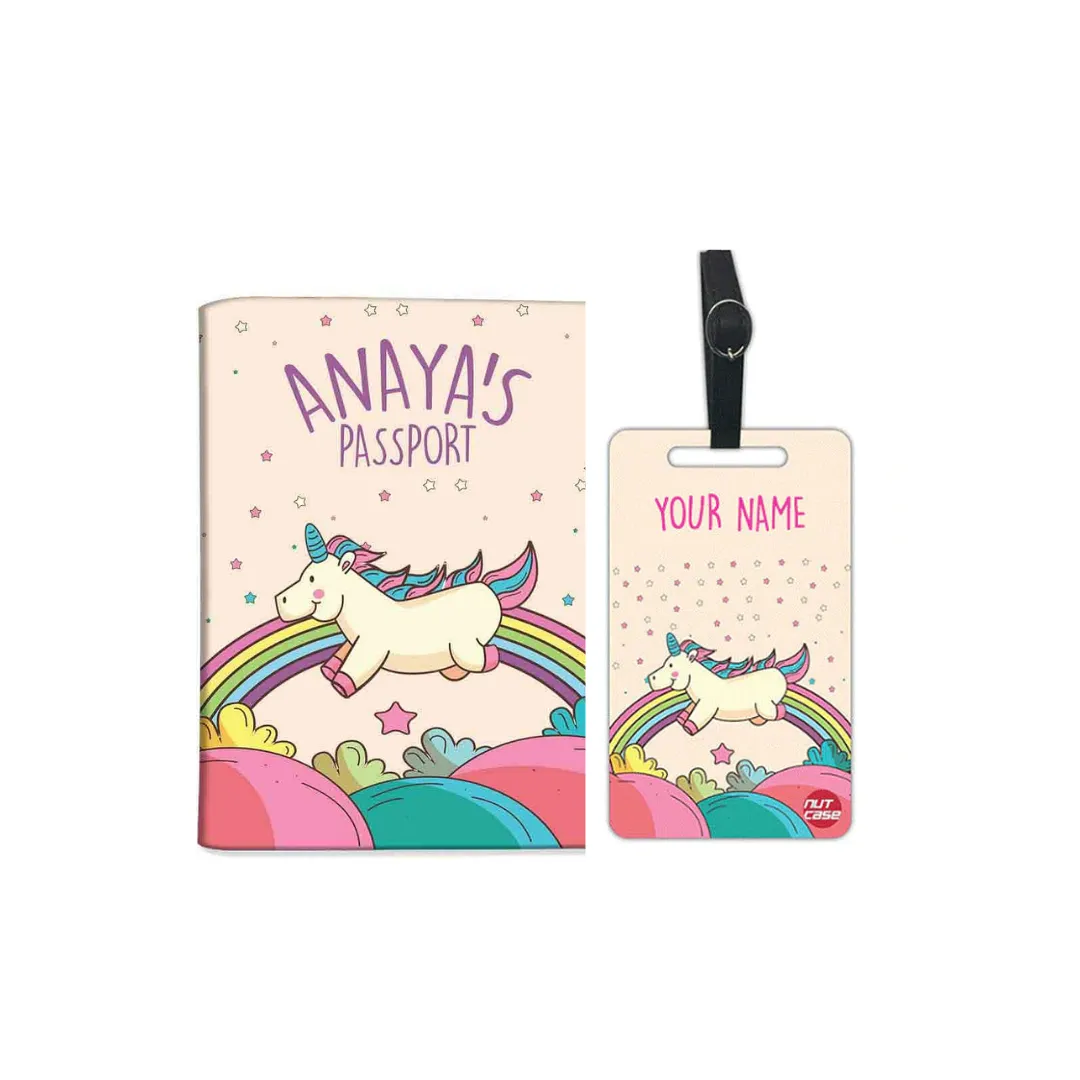 New Customized Passport Holder - Magical Unicorn Rainbows