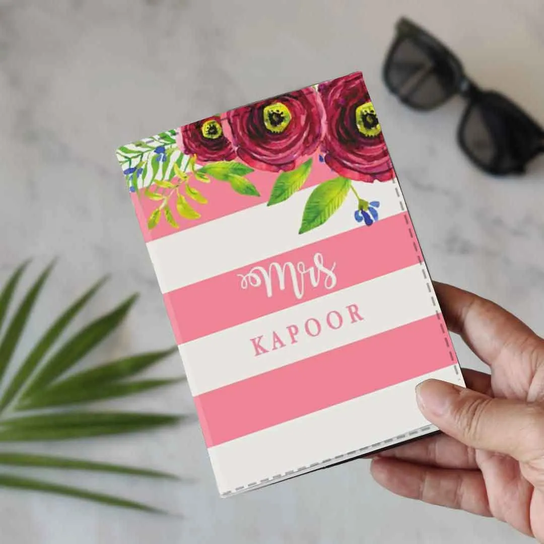 New Customized Passport Holder - Pink Strips